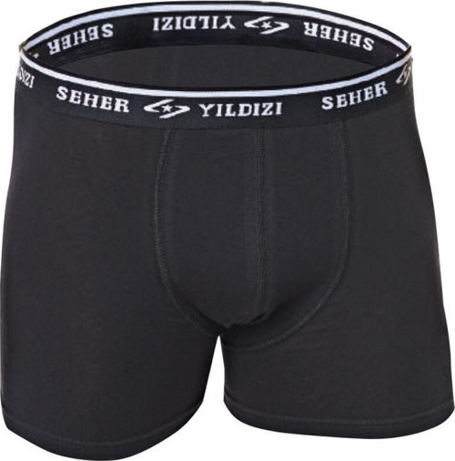 Erkek Siyah 6 Lı Paket Likralı Boxer Siyah S