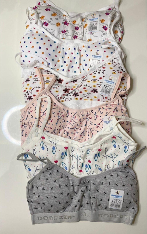6'Lı Paket Askılı Pedli Desenli Büstiyer Renkli L-Xl