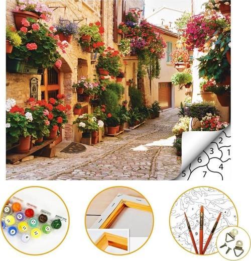 Şirin Sokak - Sayılarla Boyama Seti Kasnaklı 40x50cm Boyalar ve Fırçalar Dahil