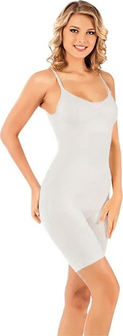 Kadın Ayar Askı Tam Boy 1 Beden Incelme Etkili Korsajlı Body Korse Beyaz L