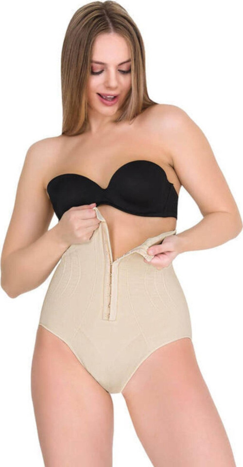Kadın Ten 1 Beden Incelagraflı Yüksek Bel Slip Korse 1108 Ten S-M