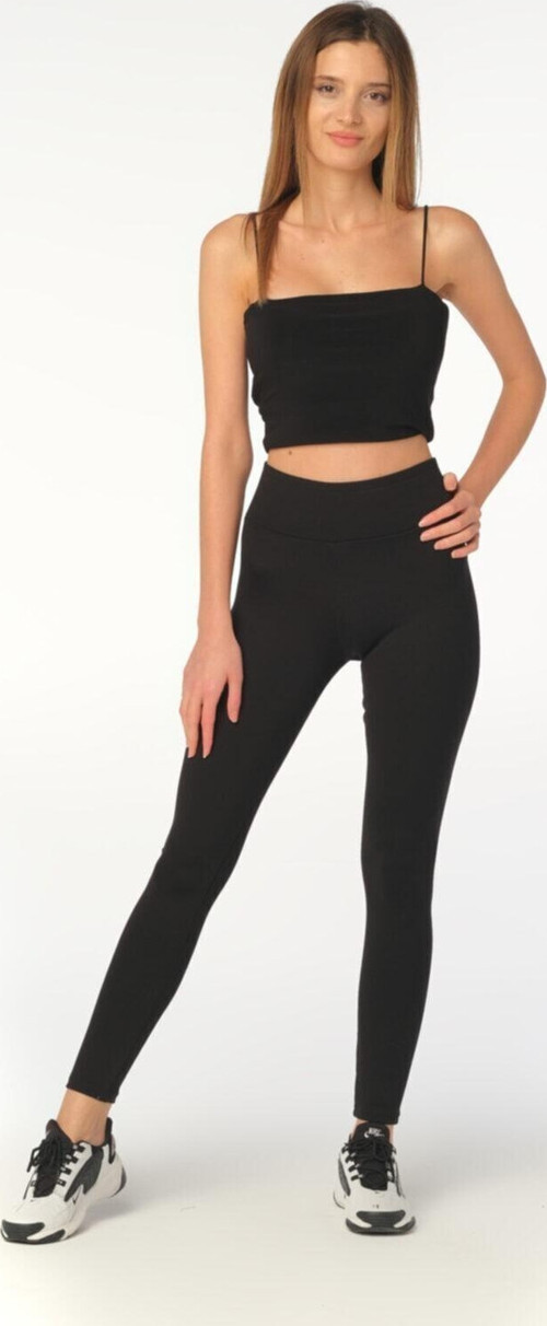 Siyah Yüksek Bel Toparlayıcı Çelik Örme Tayt Siyah Xl