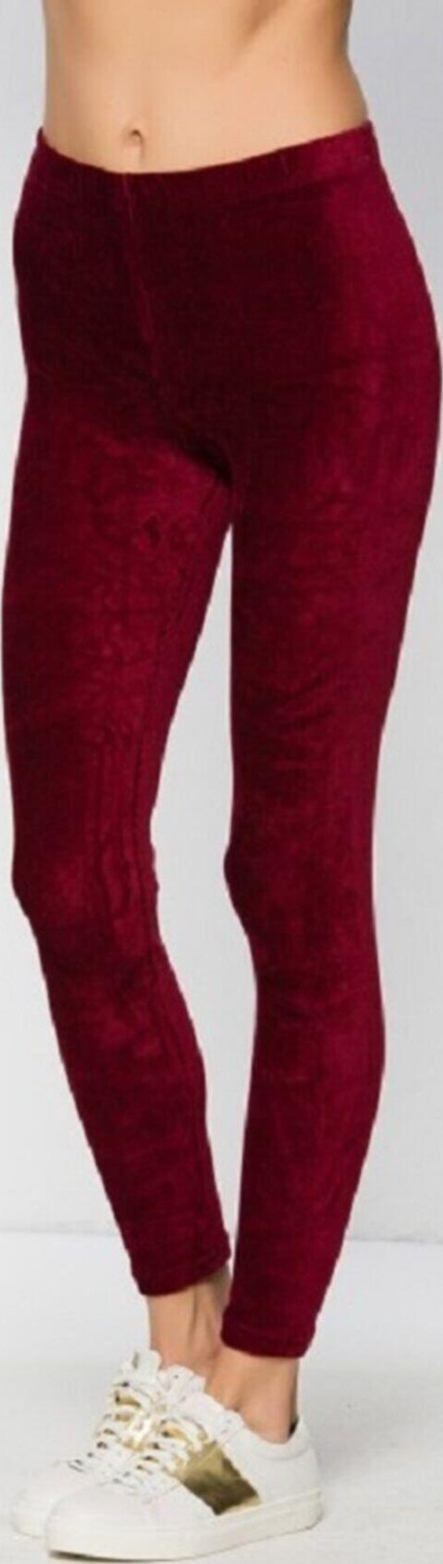 Bordo Fitilli Kadife Tayt Bordo M