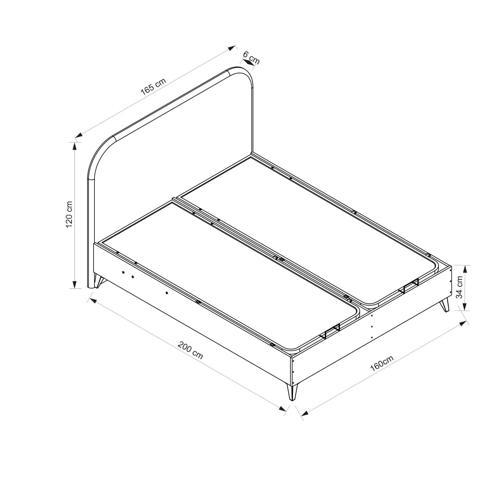 Elina Baza Başlık Yatak Ceviz Ayak - Pixel650 160x200
