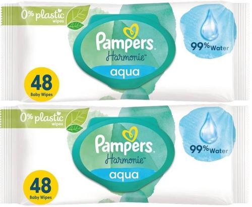 Pampers Harmonie Islak Havlu Mendil Aqua Pure 48 Yaprak 2 Li Set (96 Yaprak) Organik Pamuk