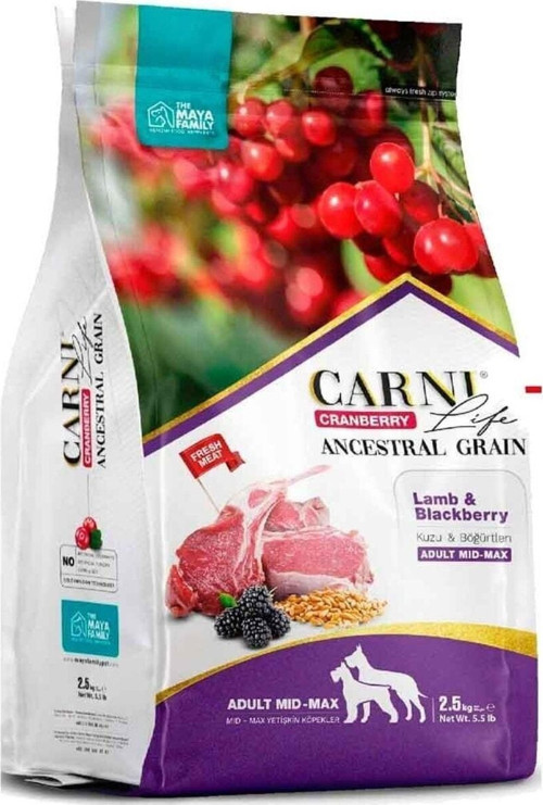 Cranberry Kuzu Eti ve Böğürtlenli Yetişkin Köpek Maması 2,5 kg