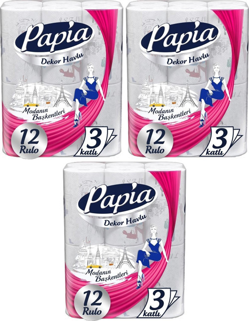 Kağıt Havlu Decor (Modanon Başkentleri Desenli) 36 Lı Set (3PK*12)