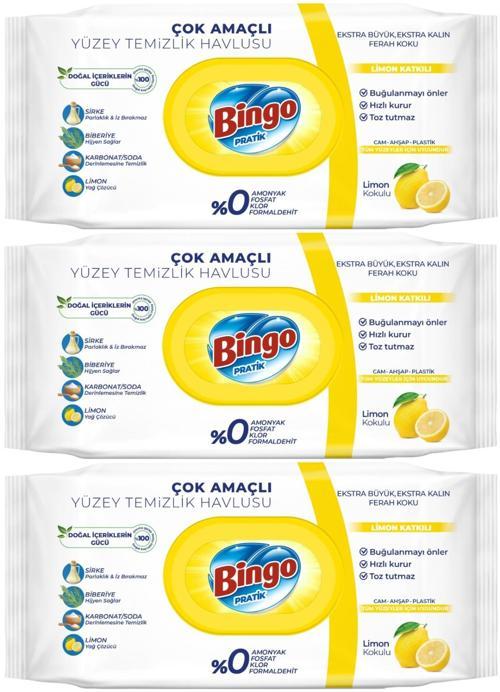 Clean Yüzey Temizlik Havlusu 96 Yaprak Limon Kokulu Plastik Kapaklı (3 Lü Set) 288 Yaprak