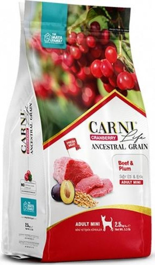 Cranberry Sığır Eti ve Erikli Mini Irk Yetişkin Köpek Maması 2,5 kg