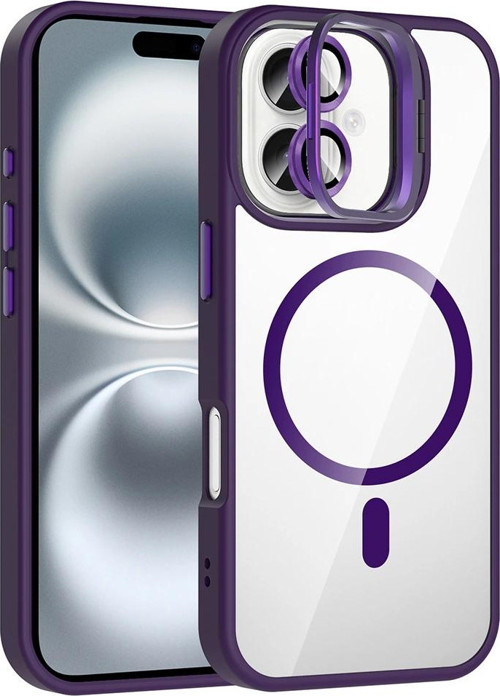 Apple İphone 17 Kılıf Standlı Ve Kamera Lens Hediyeli M-Safe Şarj Özellikli Zore Etro Kapak