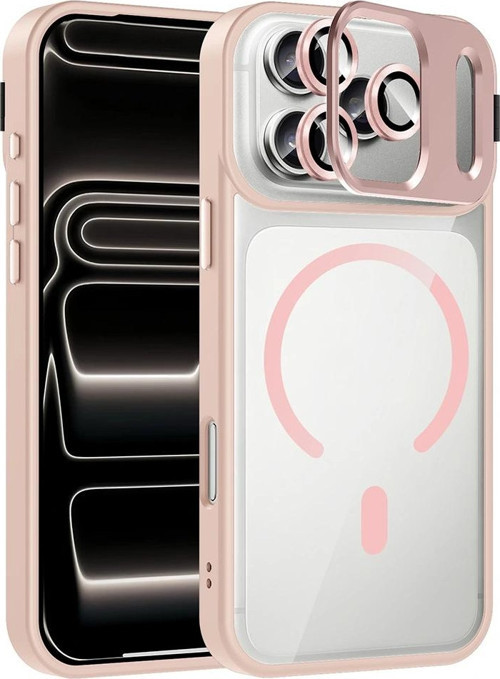 Apple İphone 17 Pro Kılıf Standlı Ve Kamera Lens Hediyeli M-Safe Şarj Özellikli Zore Etro Kapak