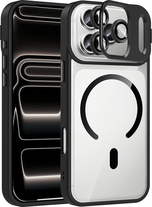 Apple İphone 17 Pro Kılıf Standlı Ve Kamera Lens Hediyeli M-Safe Şarj Özellikli Zore Etro Kapak