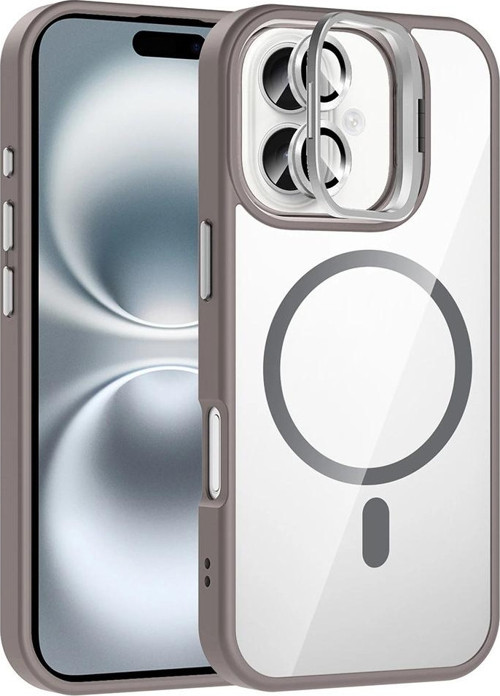 Apple İphone 17 Kılıf Standlı Ve Kamera Lens Hediyeli M-Safe Şarj Özellikli Zore Etro Kapak