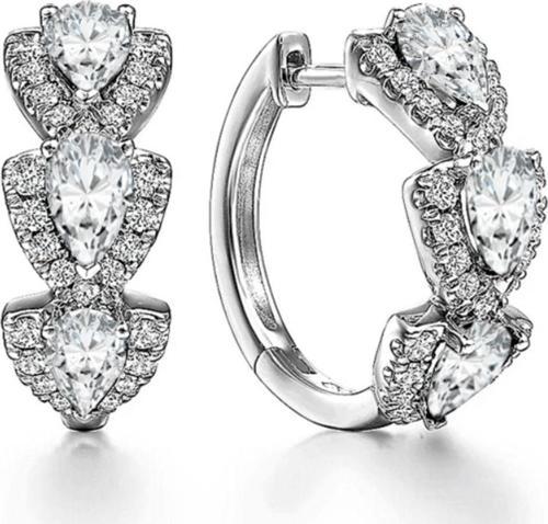 Zirconia Taşlı Diamond Stylish Night Halka Kadın Gümüş Küpe 17 MM