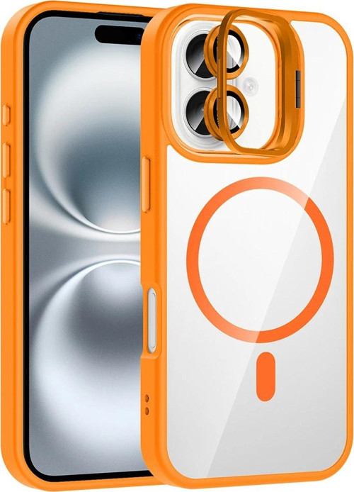 Apple İphone 17 Kılıf Standlı Ve Kamera Lens Hediyeli M-Safe Şarj Özellikli Zore Etro Kapak