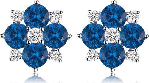 Safir Taşlı Elegant Stylish Night Kadın Gümüş Küpe