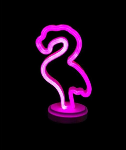 Neon Işıklı Flamingo Yazılı Masa Gece Lambası