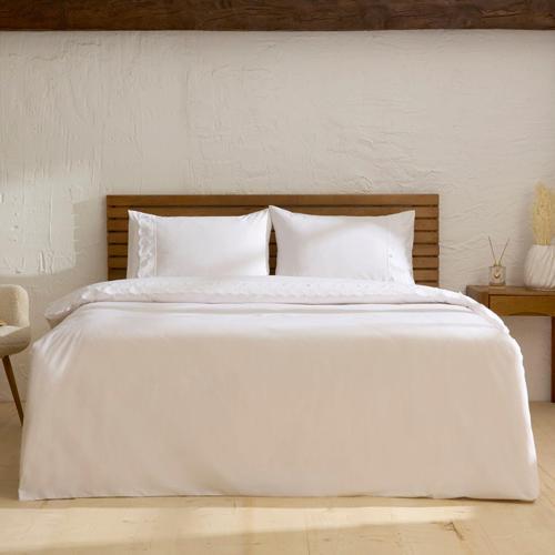 Delvyn %100 Pamuk Çift Kişilik Nevresim Takımı Beyaz