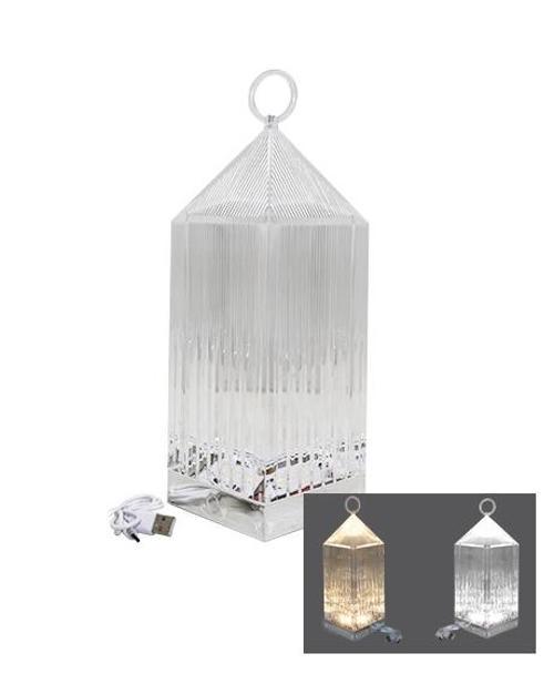 PİRAMİT KRİSTAL 3 RENK LED DOKUNMATİK USB ŞARJLI MASA LAMBASI (5365)