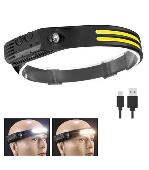 Sensörlü Far COB Led Far Şarj Edilebilir Kafa Feneri 18650 Dahili Pil Açık Hava Balıkçılık Kamp Baş 