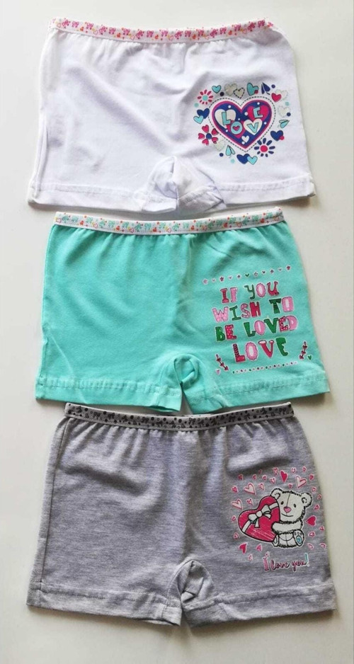Kız Çocuk Yeşil Gri Beyaz Boxer 3-Lü Paket Yeşil - Gri - Beyaz 5-6 Yaş