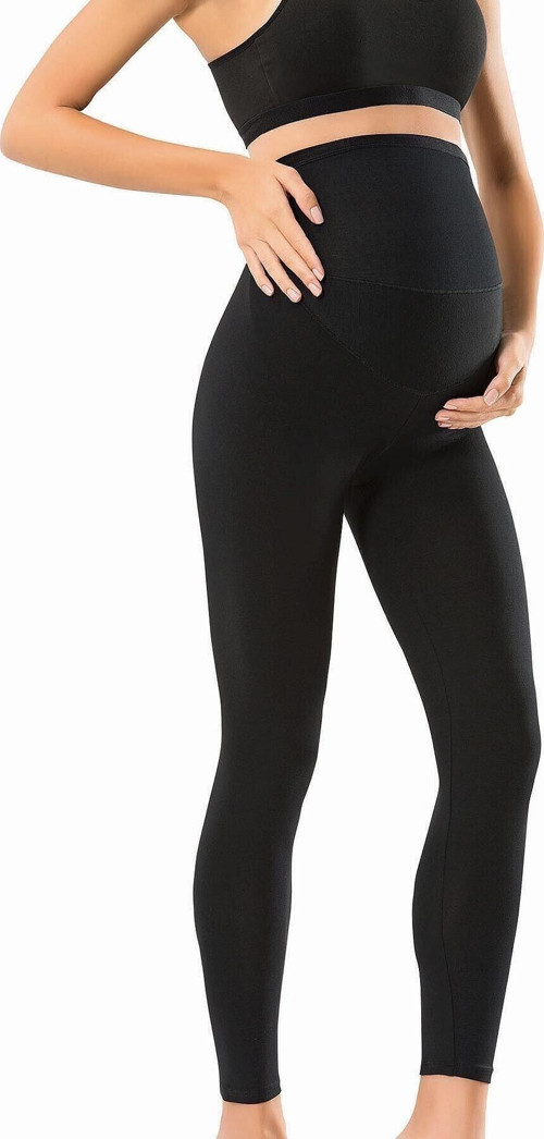 Kadın Pamuklu Beli Ayarlanabilir Esnek Yüksek Bel Siyah Hamile Tayt Pantolon Siyah 3Xl