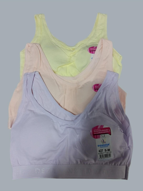 Vanilyashop Kalın Askılı 3 'Lü Pedli Ribana Yarım Atlet Büstiyer Alıştırma Sütyen 3Lü Karışık Renk. Çok Renkli 11-13 Yaş
