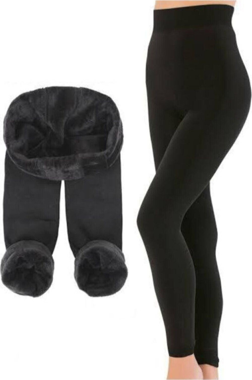 Peluşlu Termal Tayt Ultra Sıcak Siyah L-Xl