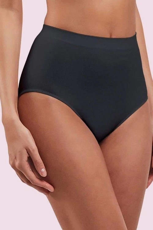 Dikişsiz İz Yapmaz Yüksek Bel Slip Külot Mikro Elyef Siyah L