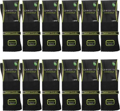 Erkek Siyah Diyabetik Çorap Özel Parfümlü Şeker Çorabı 12 Adet Çok Renkli 40-44