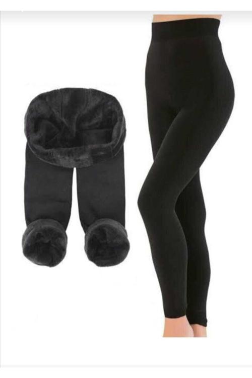 Kadın Alt Termal Içi Peluş Tayt Siyah Standart