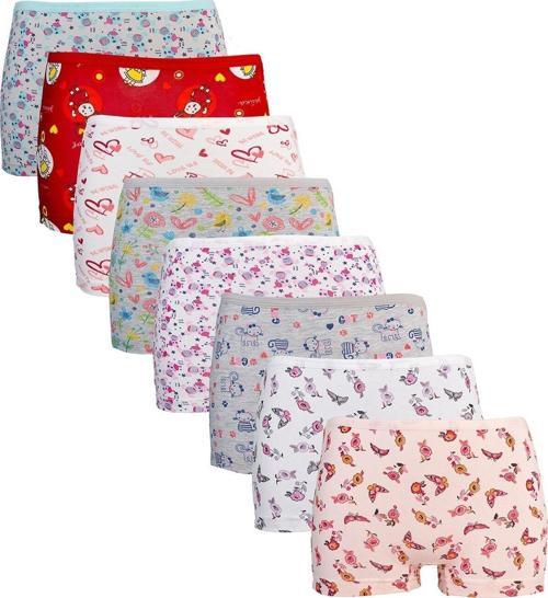 Kız Çocuk Beyaz Pamuklu Desenli 6Lı Boxer Çok Renkli 9-10 Yaş