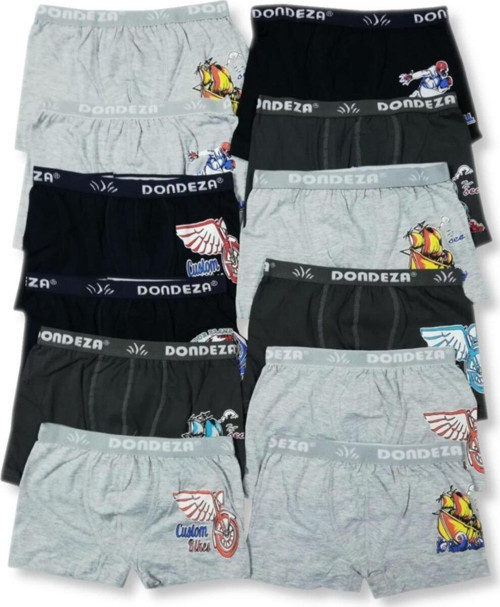 Erkek Çocuk Renkli Likralı Baskılı Boxer 12'Li Çok Renkli 3-4 Yaş