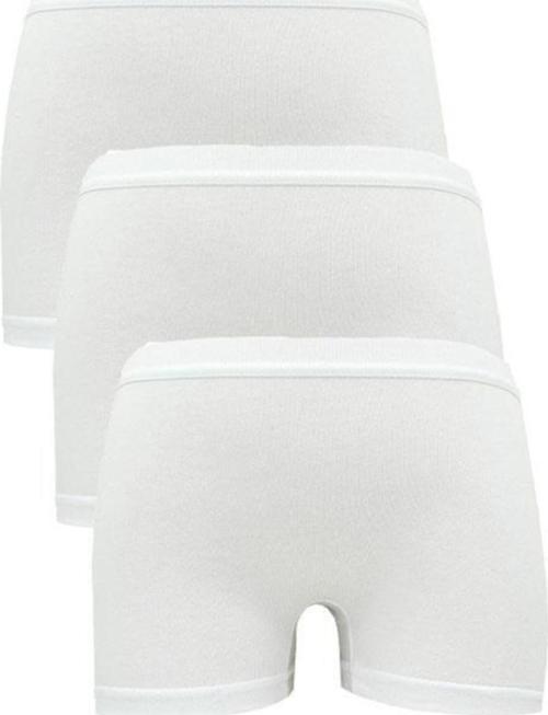 3 Adet Beyaz Renkli Kadın Boxer Şort 5005 M Beden Beyaz L