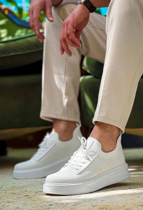 KB-116 Kuback Beyaz Bağcıklı Triko Günlük Erkek Ayakkabı