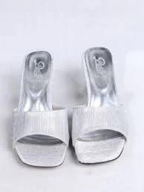 Luart Gümüş Simli Topuklu Terlik