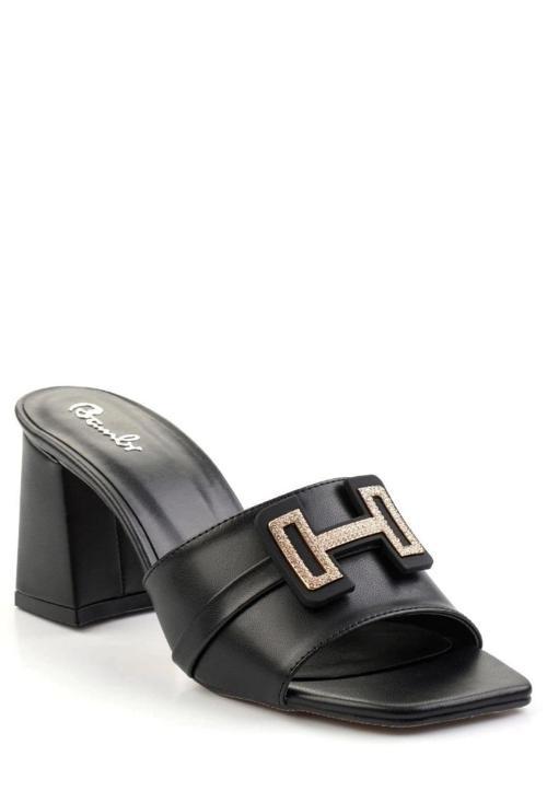 Leyya Siyah Cilt Topuklu Ayakkabı