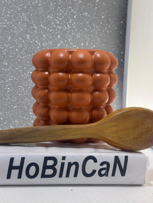 Kiremit Rengi 5 Baloncuklu Kaşıklık Vazo | Beton Vazo Dekorasyon | Dekor Saksı