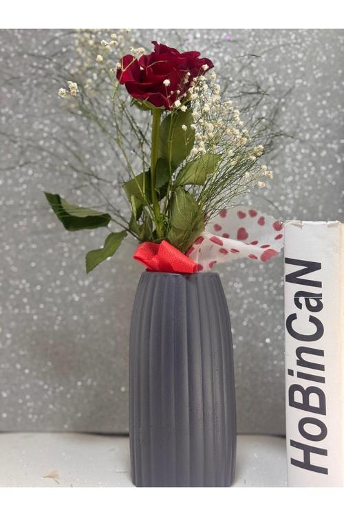 Bohem İskandinav Tarz Büyük Boy Vazo Çizgili Iskandinav Vazo