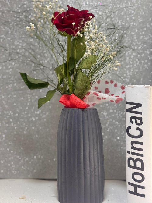 Bohem İskandinav Tarz Büyük Boy Vazo Çizgili Iskandinav Vazo