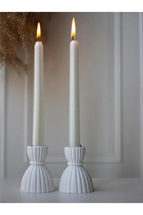 2 Li Beton Şamdan Mumluk Özel