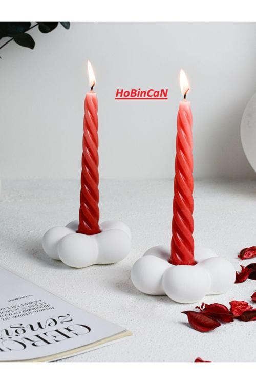 Buble Çiçek Model İkili Şamdan ( Mum Dahil Değildir )