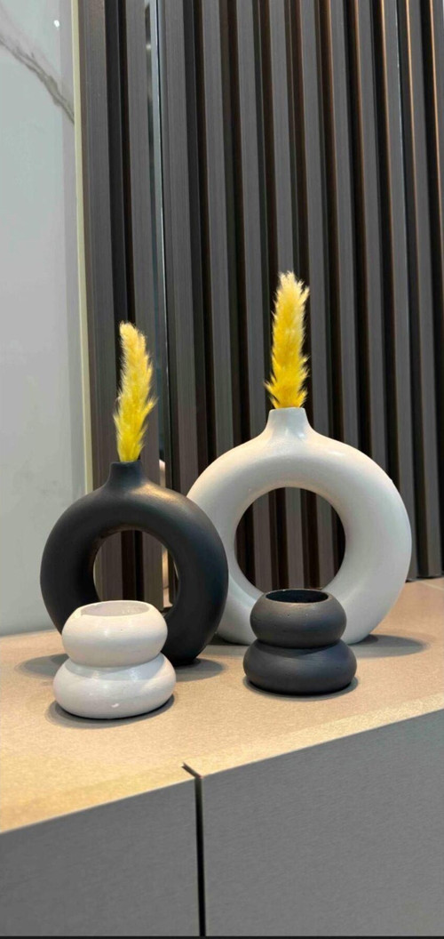 Bohem Halka Vazo, Mumluk Set 20X19 15X14