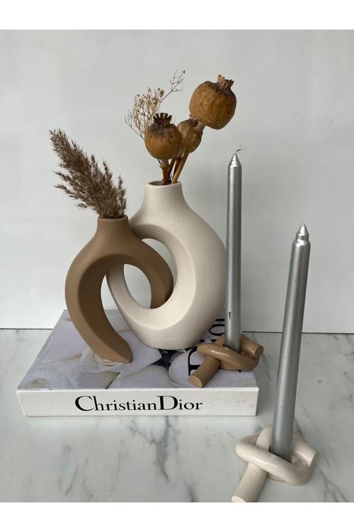 Ela Dekoratif Sevgili Vazo, Şamdan Mumluklu Set