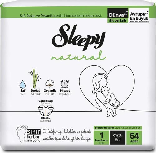 Natural Bebek Bezi 1 Numara Yenidoğan 64 Adet