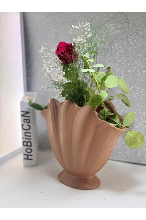 Hobincan özel tasarım istiridye deniz kabuğu vazo 30 cm