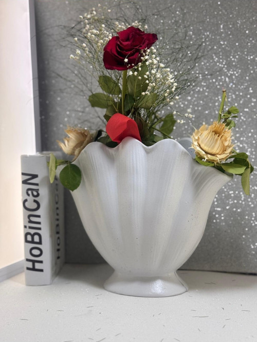 Hobincan özel tasarım istiridye deniz kabuğu vazo 30 cm