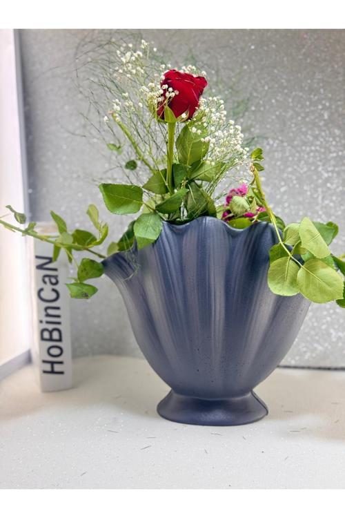 Hobincan özel tasarım istiridye deniz kabuğu  vazo 30 cm 