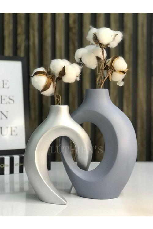 Sarmaşık Sevgili Vazo Seti Modern Tasarım Biblo