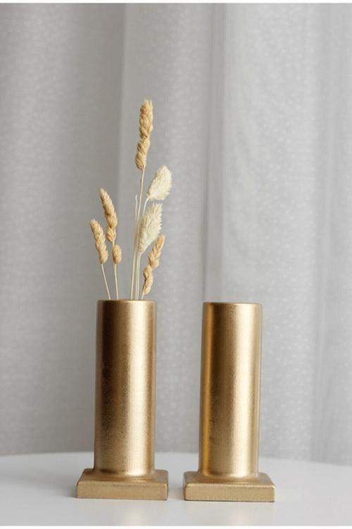 2 Li Gold Beton Şamdan Mumluk Tütsülük